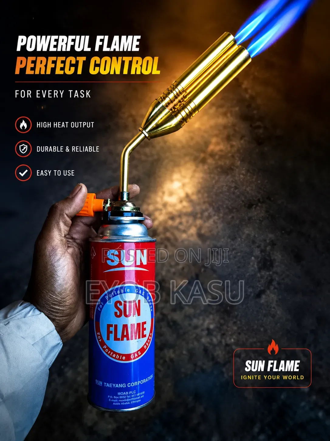 ባለ ሁለት አፍ ከፍተኛ ሙቀት ያለው ቶርች ከ ሁለት ጋዝ ጋር ለ ፍሪጅ እና መስል ስራዎች