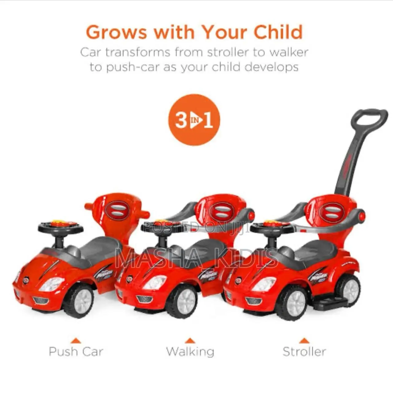 Mega Car 3-in-1, a Versatile Red Toddler Toy