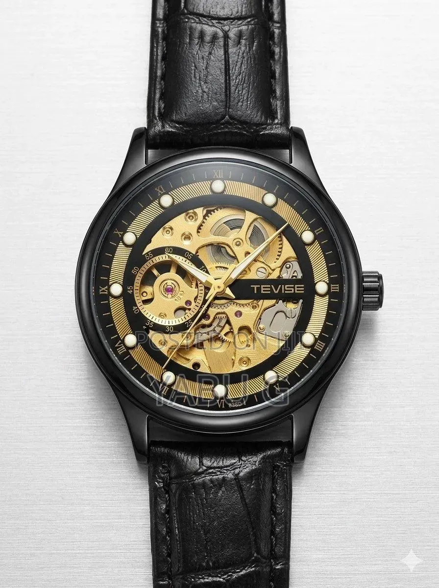 TEVISE Watch Men's Mechanical Watch High-Grade Fashion Leather Belt