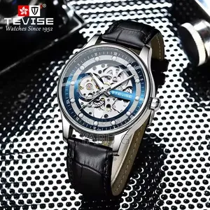 TEVISE Mens Watch Automatic Mechanical Skeleton Dial Luxury Wrist Watc