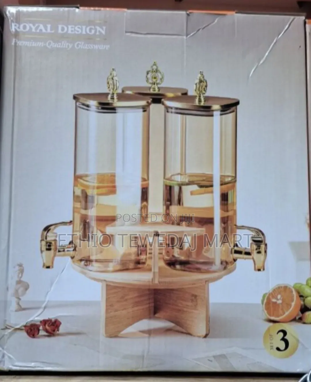 Water Bottle Glass Jar Beverage Dispenser With Wooden Stand 2.2L Each