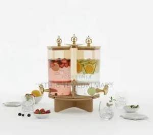 Water Bottle Glass Jar Beverage Dispenser With Wooden Stand 2.2L Each
