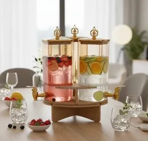 Water Bottle Glass Jar Beverage Dispenser With Wooden Stand 2.2L Each