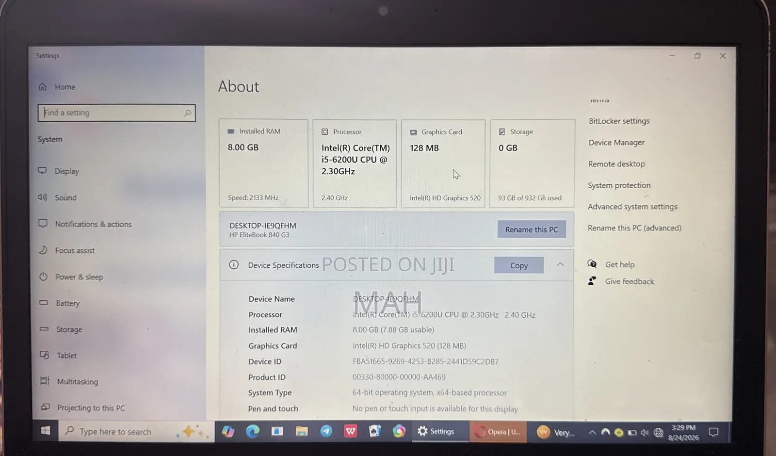 Laptop HP EliteBook 840 G3 8GB Intel Core i5 HDD 1T