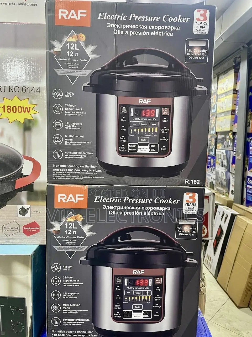 RAF Electric Pressure Cooker.12-Liter Capacity and Powerful 1600W