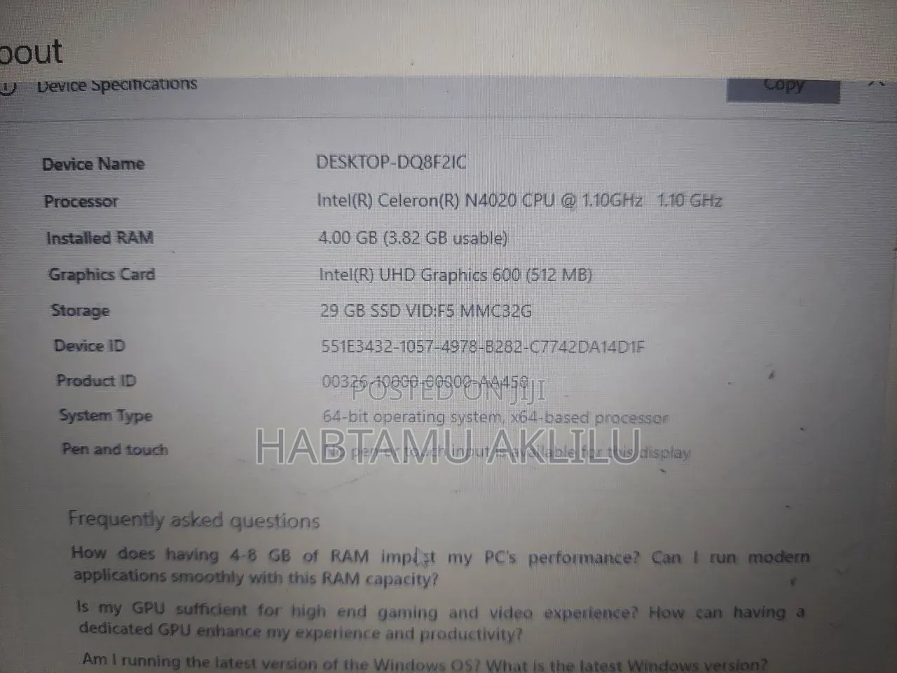 Laptop HP Stream 11 4GB Intel SSD 32GB