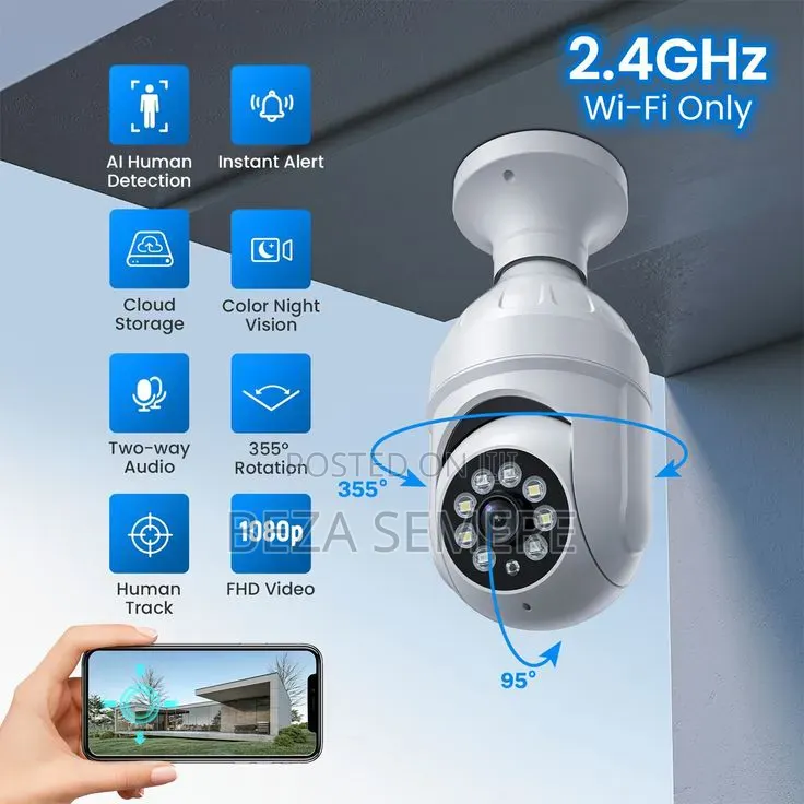 Full-Color Night Vision Light Socket Security Camera