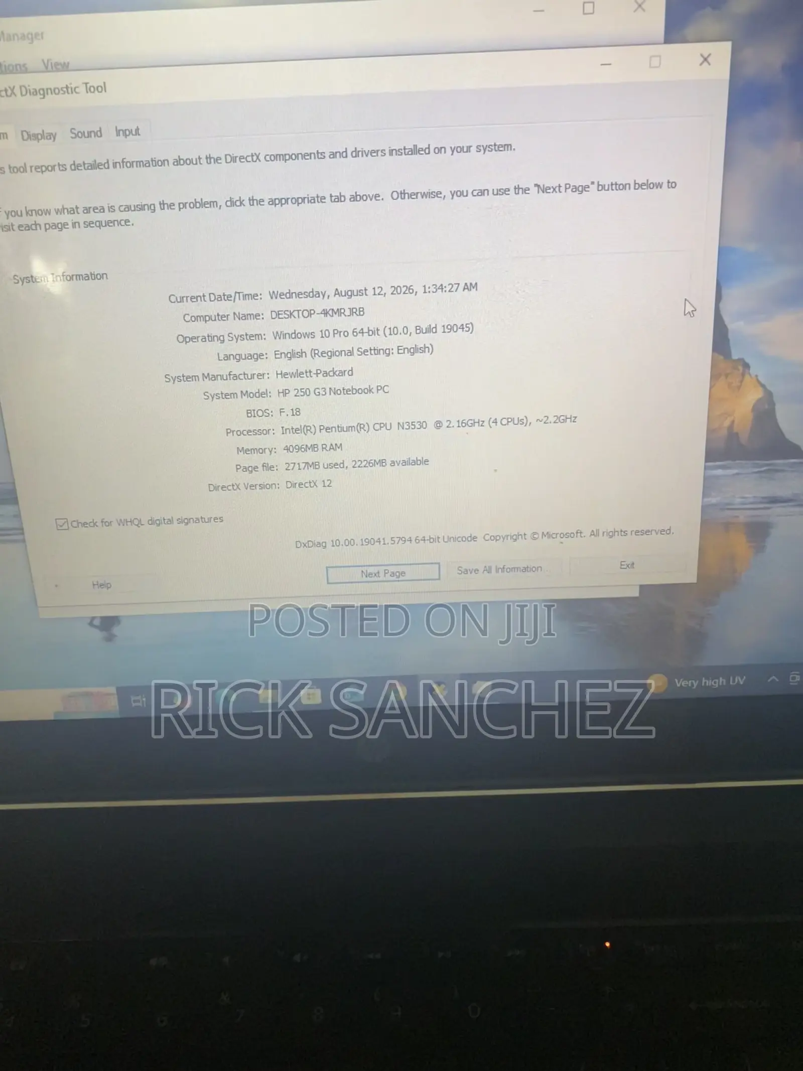 Laptop HP 250 G3 4GB Intel Pentium HDD 320GB