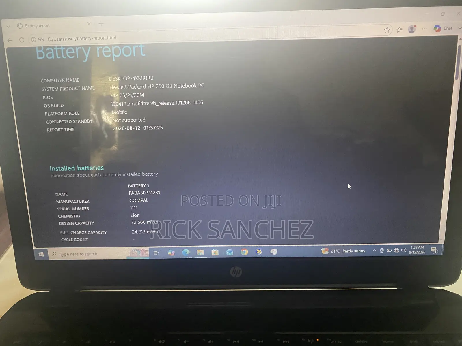 Laptop HP 250 G3 4GB Intel Pentium HDD 320GB