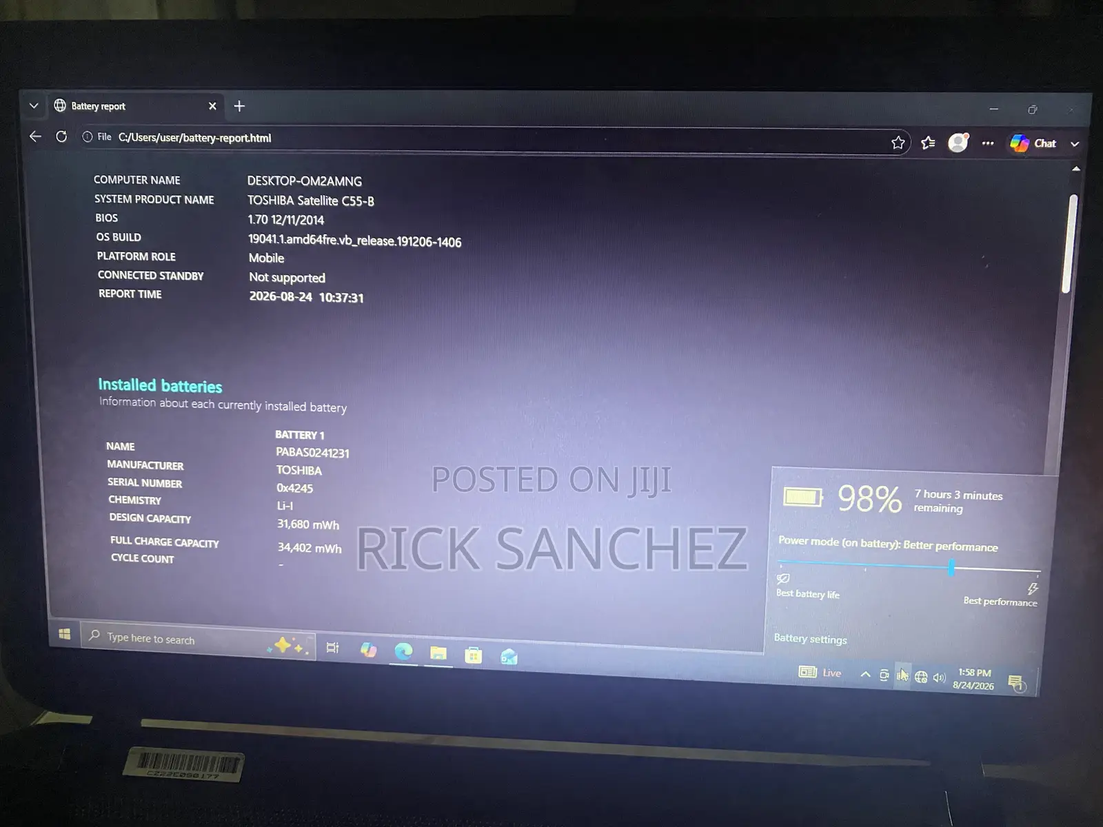 Laptop Toshiba Satellite C55 4GB Intel Celeron HDD 320GB