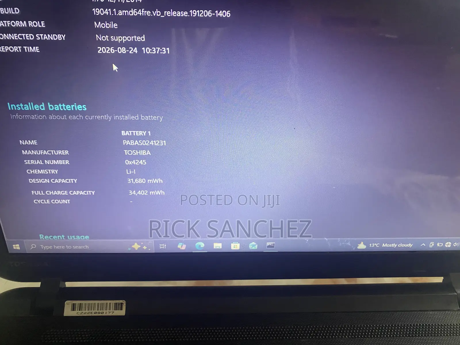 Laptop Toshiba Satellite C55 4GB Intel Celeron HDD 320GB