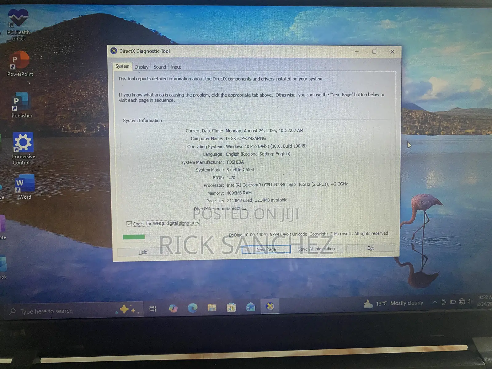 Laptop Toshiba Satellite C55 4GB Intel Celeron HDD 320GB