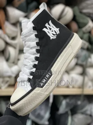 Amiri Skel-Toe High-Top Black Canvas White