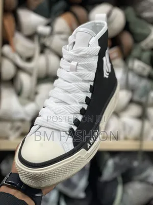 Amiri Skel-Toe High-Top Black Canvas White