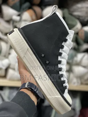 Amiri Skel-Toe High-Top Black Canvas White