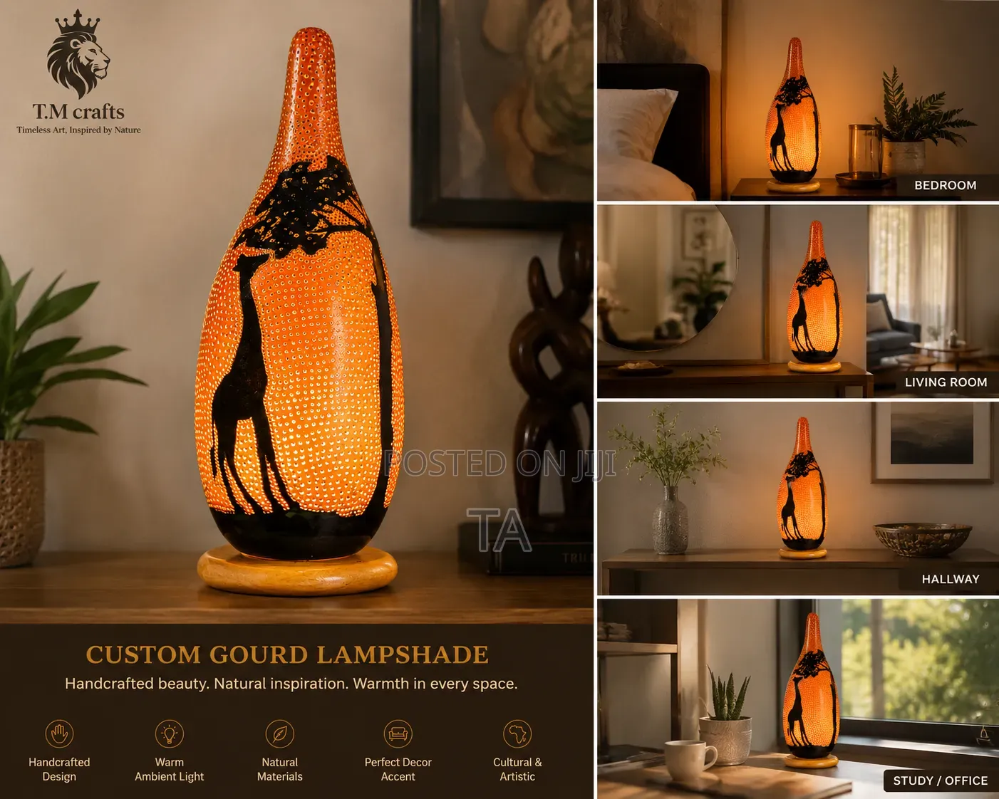 Handcrafted Gourd Giraffe Lampshade