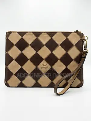 Kerezhi Ethiopia Handcrafted Leather Checkerboard Laptop Sleeve Bag
