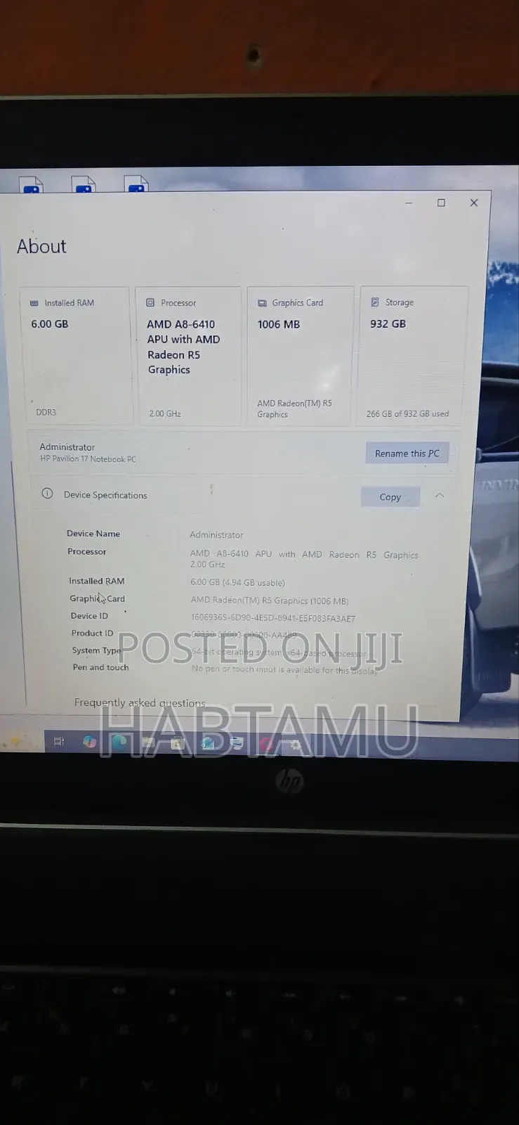 Laptop HP Pavilion 15 6GB AMD Ryzen 5 HDD 1T