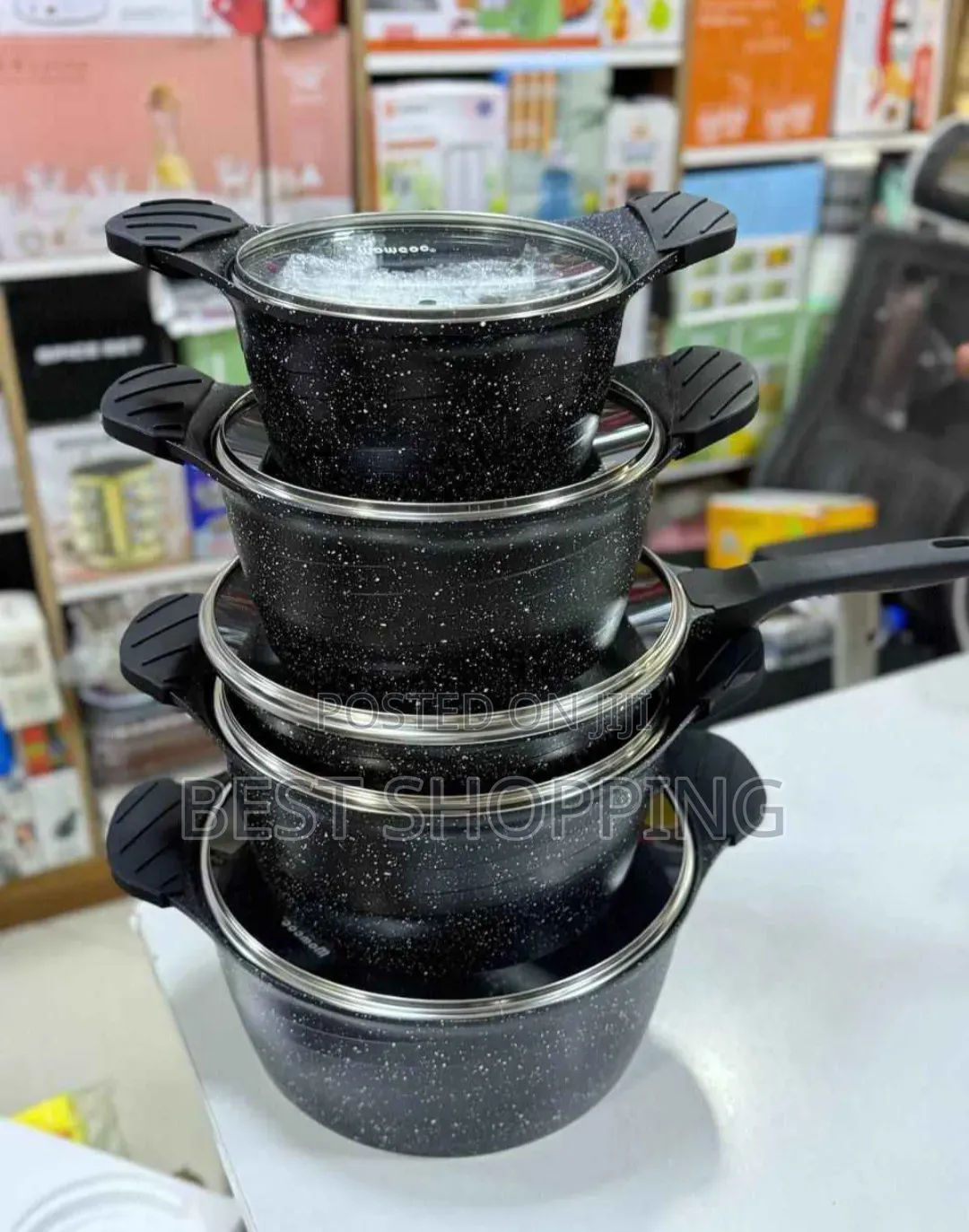 Momcoc 10PCs Granite Cookware Set ማምኮክ ግራናይት ድስት