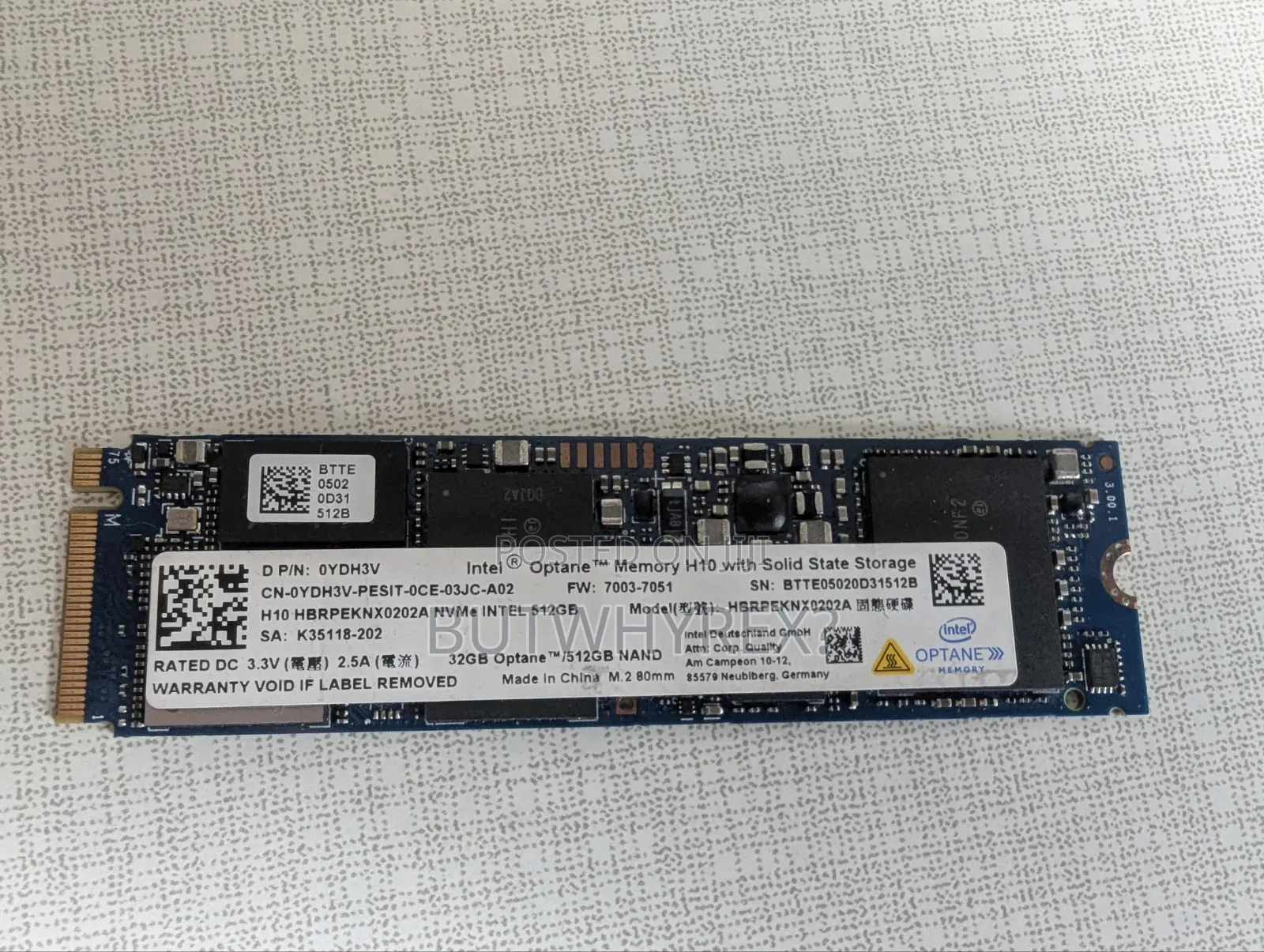 Intel OptaneTM Intel QLC 3D NAND SSD 512GB, M.2 80mm PCIe 3.0