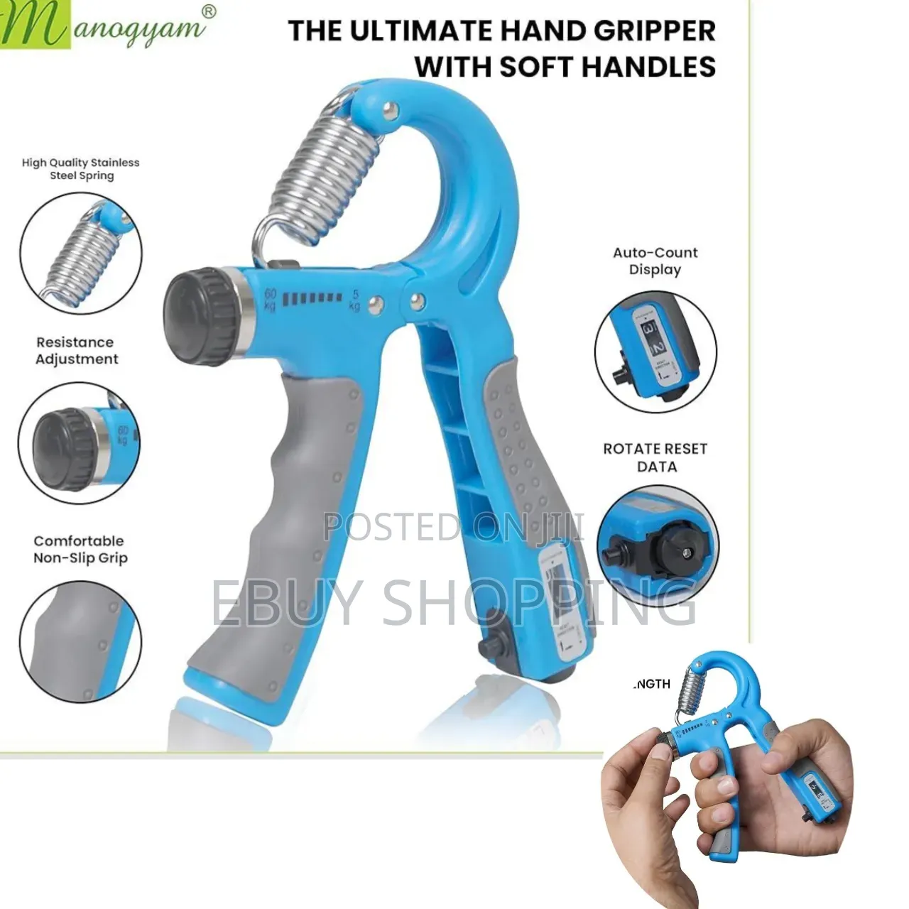 Its Rubberized Anti-Slip Handles Provide Stability for Wrist