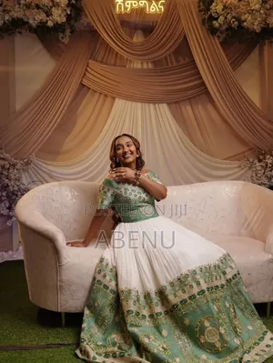 Elegant Blue White Habesha Kemis