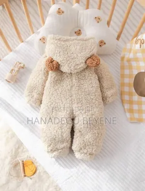 Cute Cartoon Embroidedered Plush Winter Jumpsuit