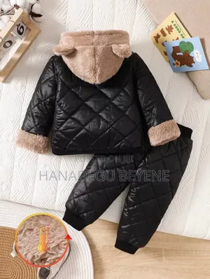 Unisex Two Piece Thickened Fleece Jacket Pant Set