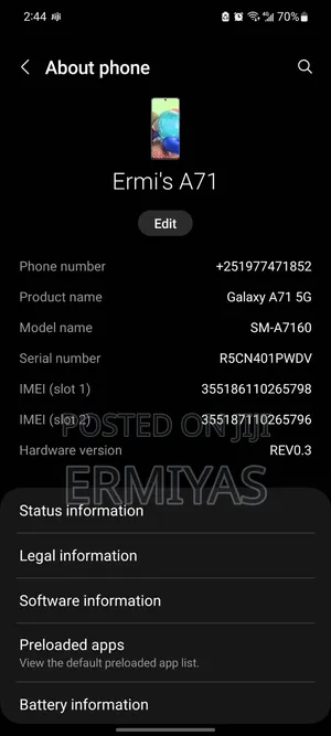 New Samsung Galaxy A71 5G 128 GB Black