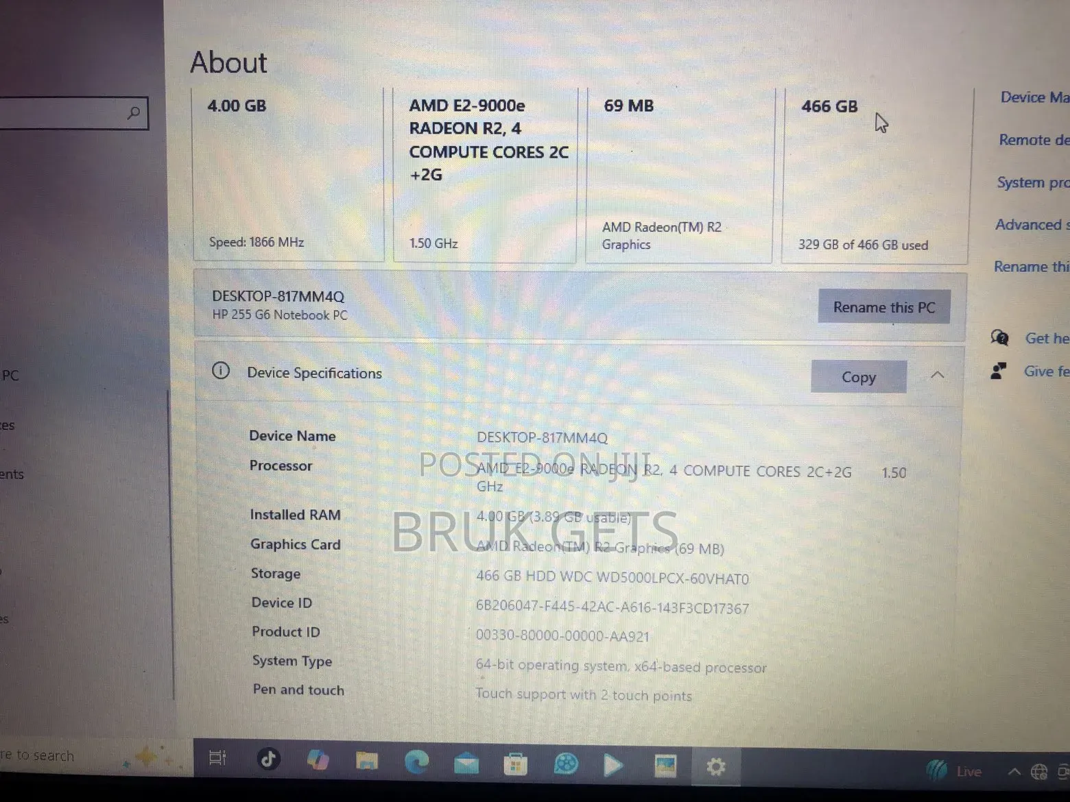 Laptop HP 255 G6 4GB AMD HDD 500GB