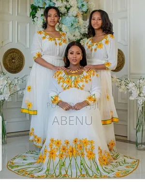 Elegant Ethiopian Habesha Kemis – Red Cream Traditional Dress
