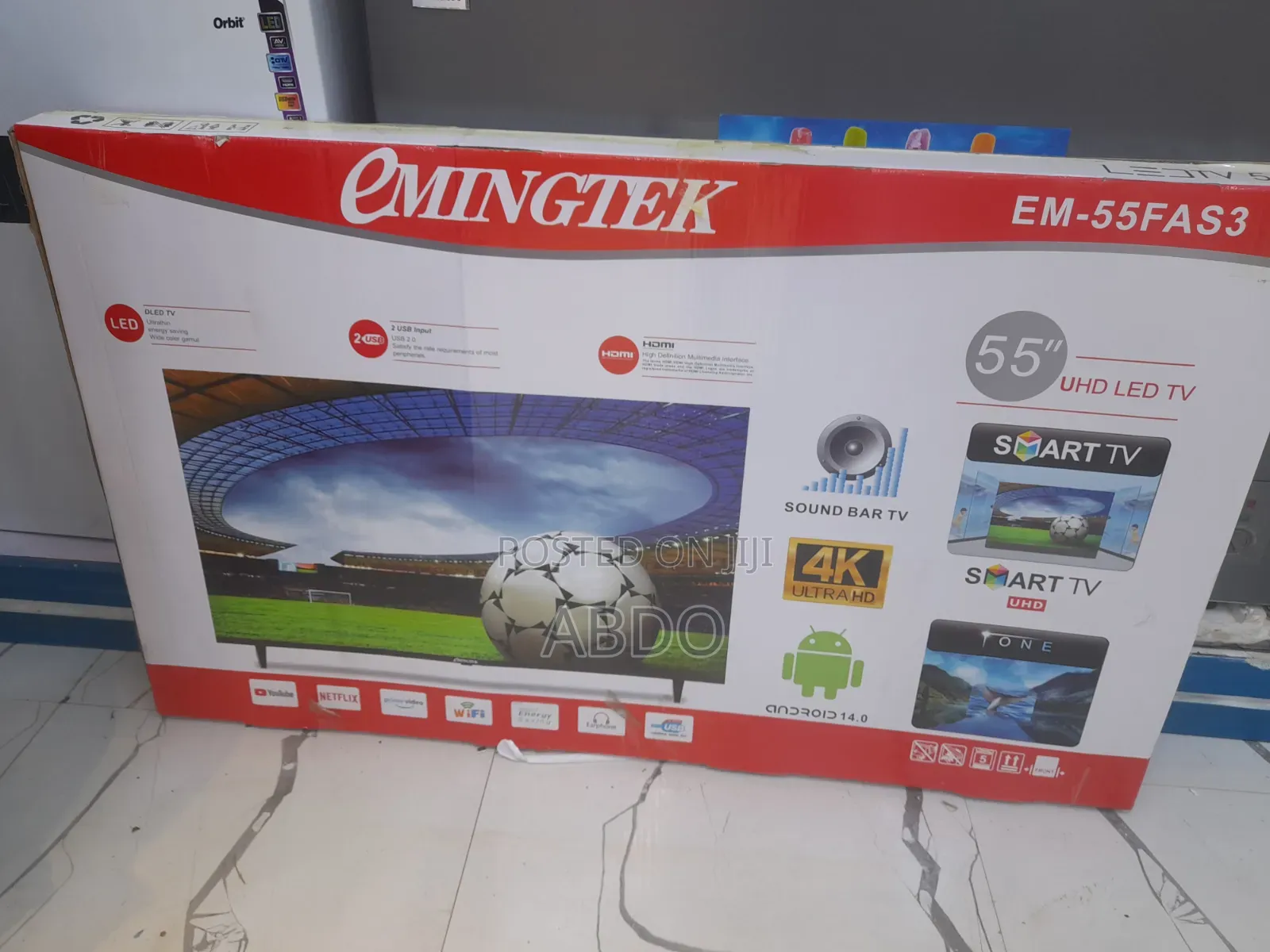 Emingtek Smart Led TV 55 inches Model Em55fas3 Framless 2026 Hifi