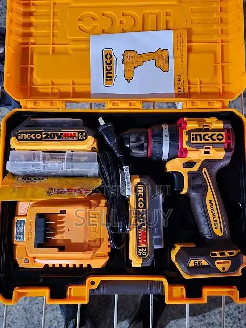 ኢንኮ (INGCO) 20V ብሩሽሌስ የቻርጅ ድሪል እና ሀመር (66Nm Heavy Duty)