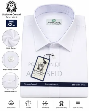 Stefano Corvali Men's White Slim Fit Shirt