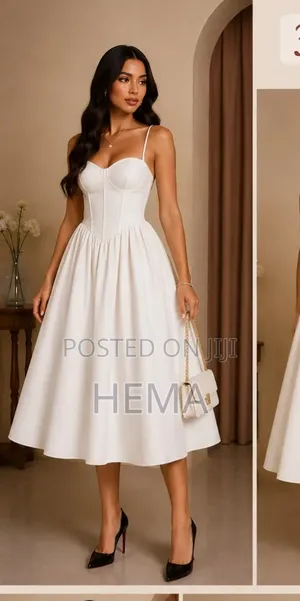 Elegant White X-Strap Back Midi Dress