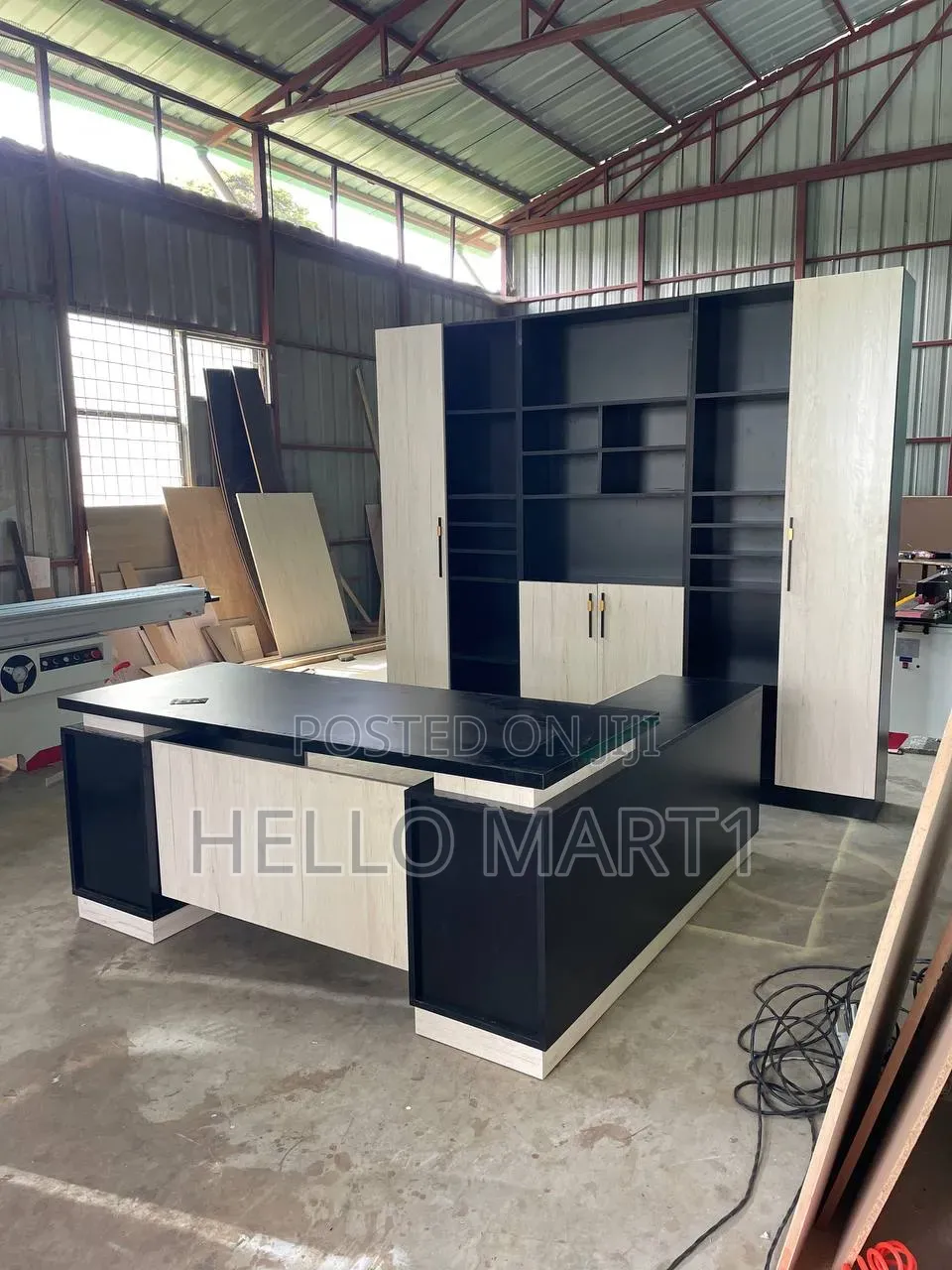 L Shape Excutive Table 1.80 
Office Cabinet 2.50 by 2.20