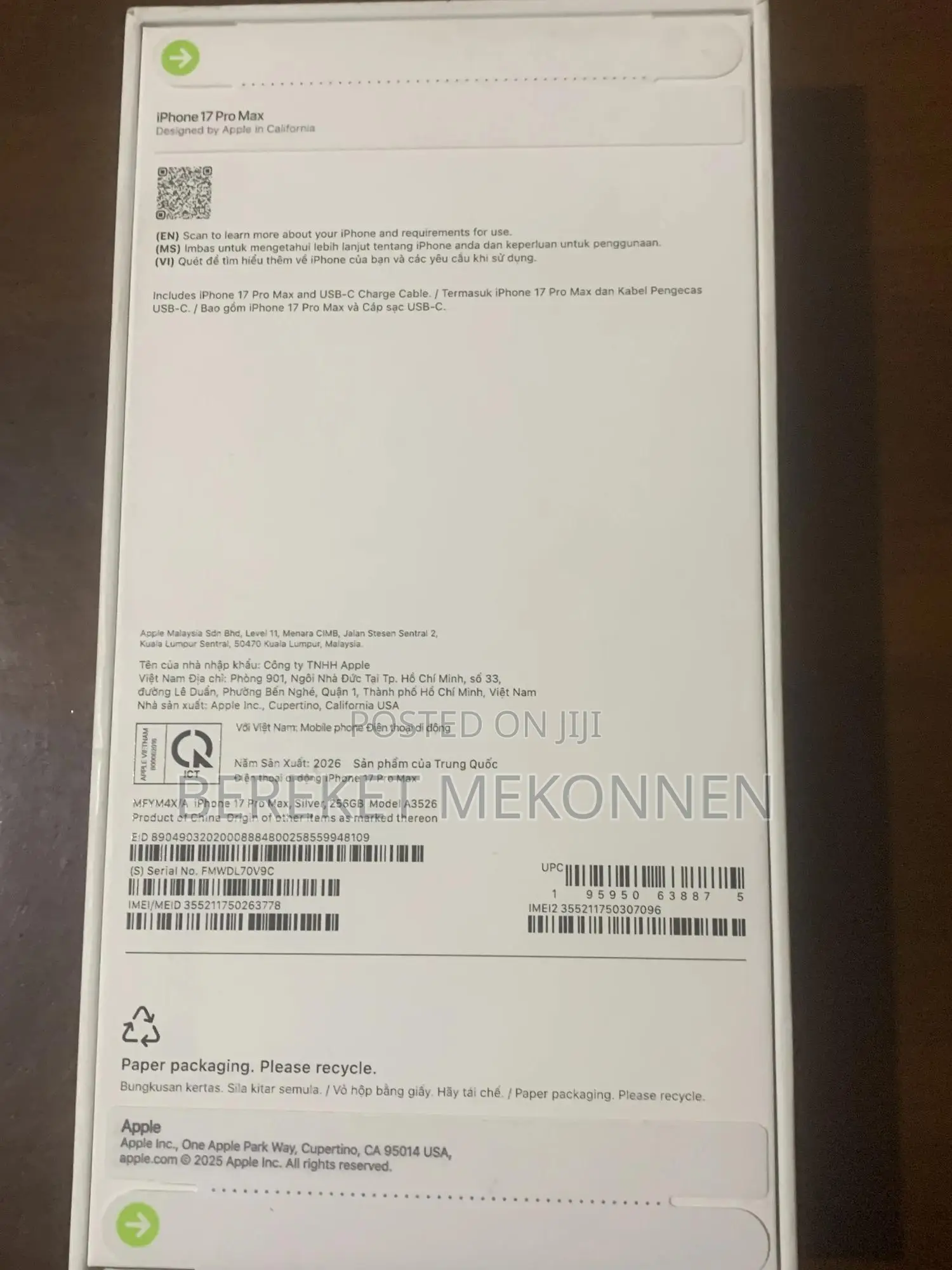 New Apple iPhone 17 Pro Max 256 GB Silver