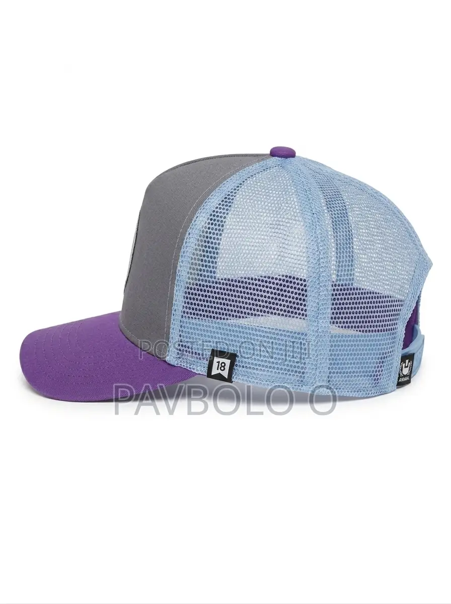 KUMA Black Panther Patch Mesh Trucker Hat - Purple/Grey