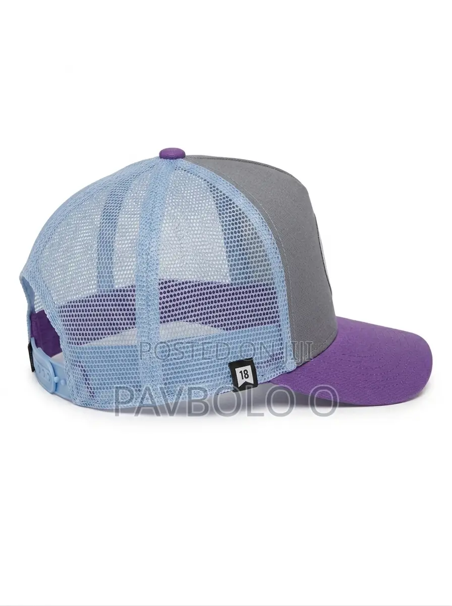 KUMA Black Panther Patch Mesh Trucker Hat - Purple/Grey