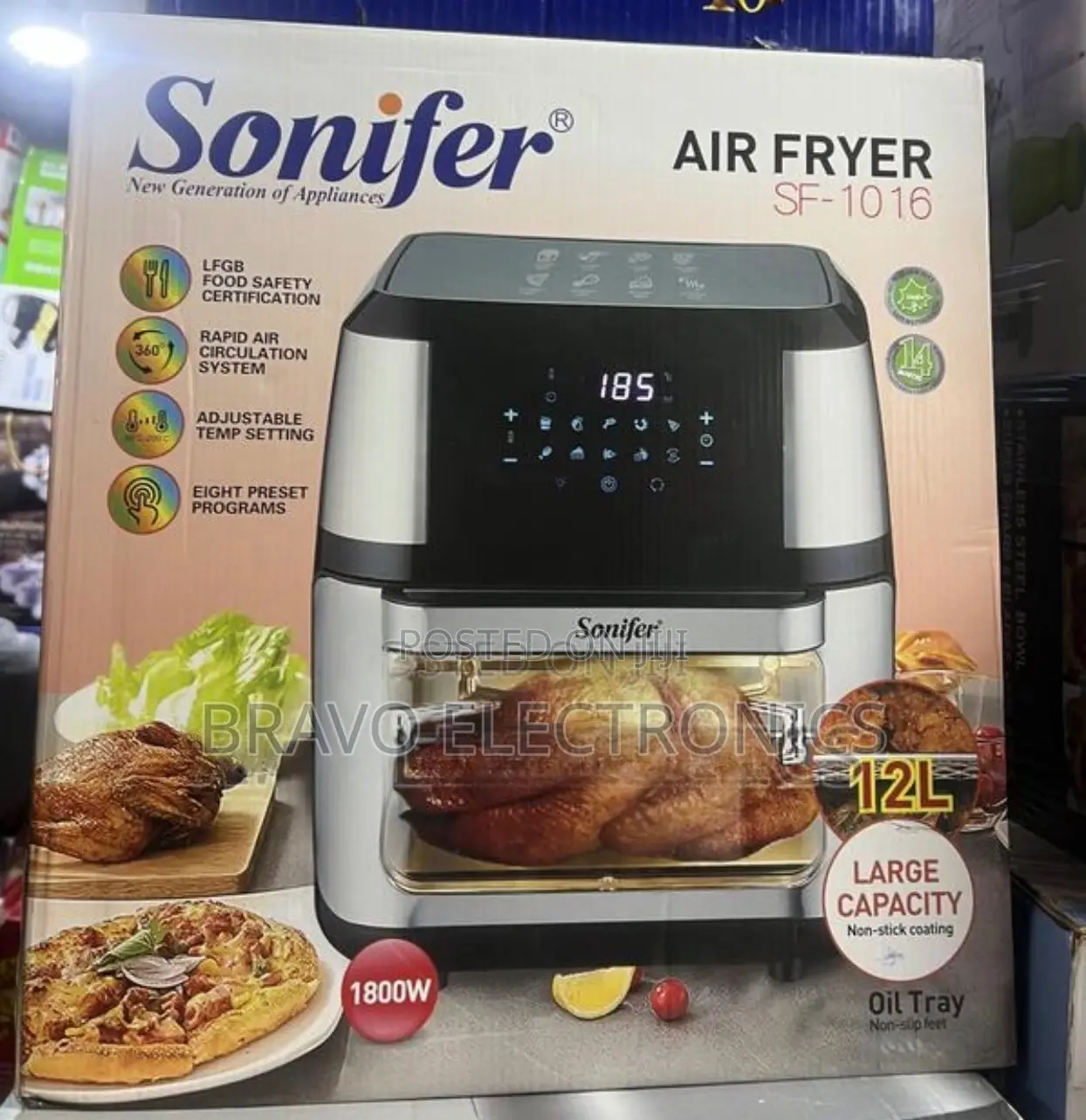 Sonifer 12L Digital Air Fryer – SF-1016 | 1800W Large Capacity