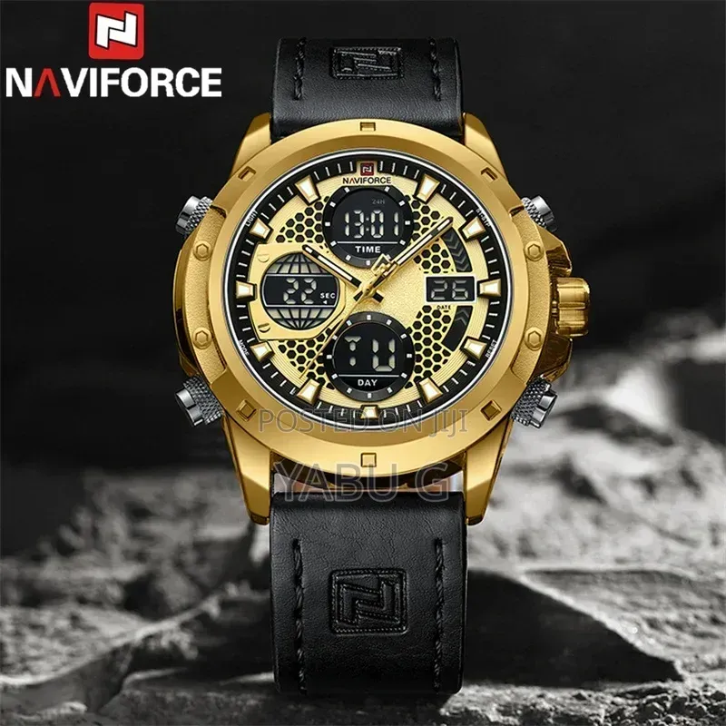 Naviforce Watch Features a Distinct Gold Case and a Textured Black