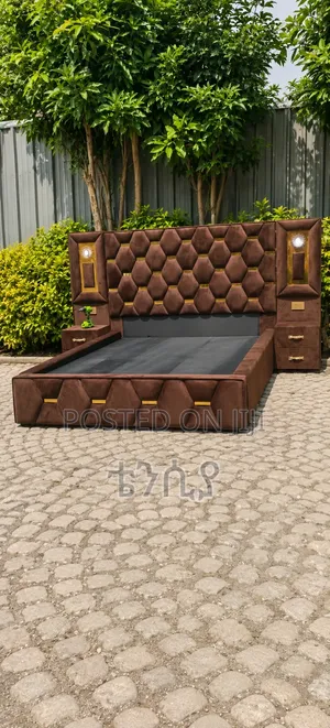 Luxury Velvet Bed With Built-in Nightstands