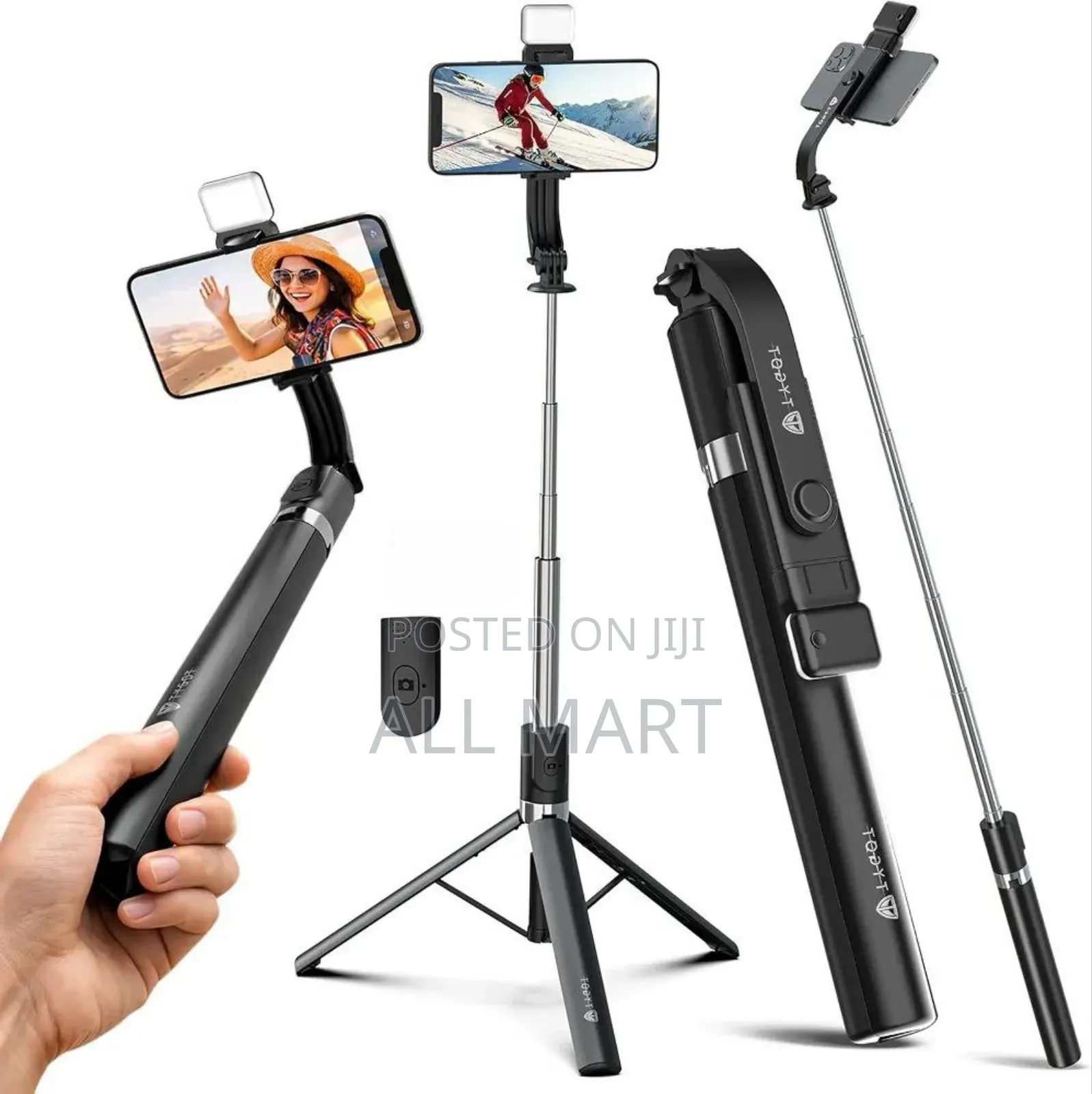 PLOKAMA T7 Pro Podcast Selfie Stick (With LED Light)