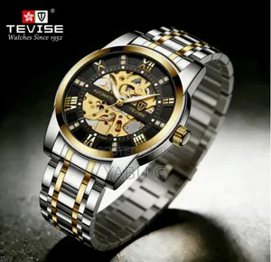 Tevise Mens Automatic Watch Skeleton Diamond Luxury Mechanical Watch