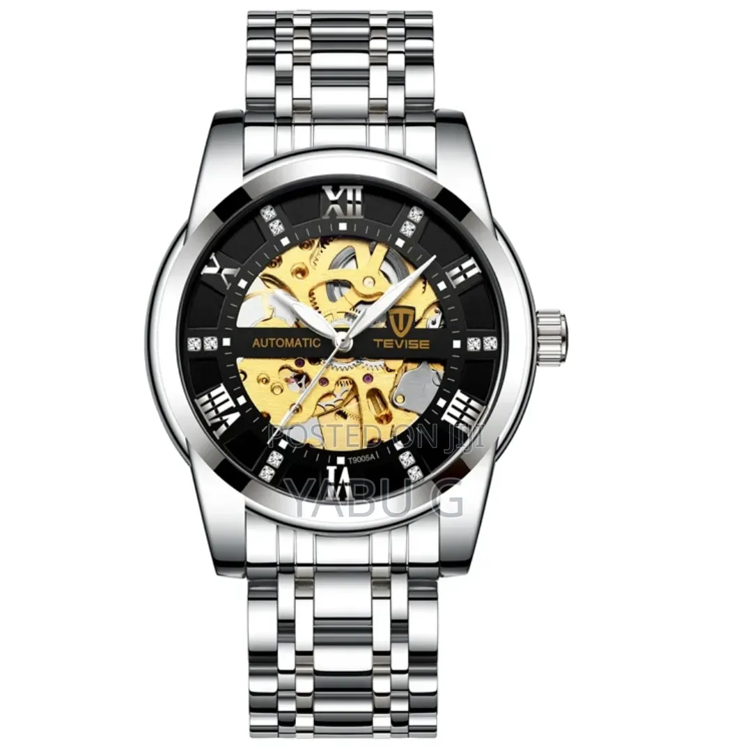 Tevise Mens Automatic Watch Skeleton Diamond Luxury Mechanical Watch