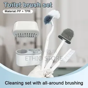 Wall-Mounted Silicone Toilet Brush With Holder
