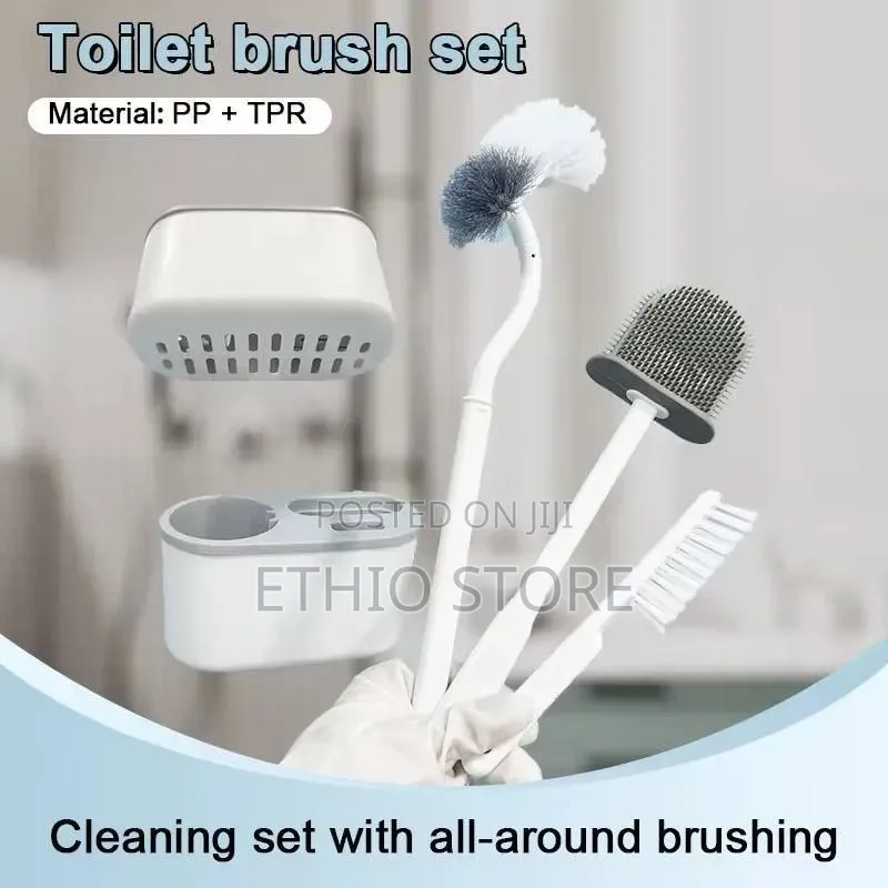 Wall-Mounted Silicone Toilet Brush With Holder