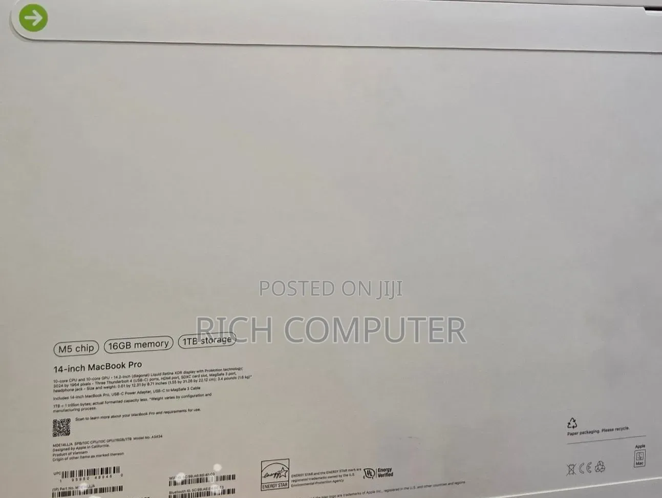 New Laptop Apple MacBook 16GB Apple M5 SSHD (Hybrid) 1T