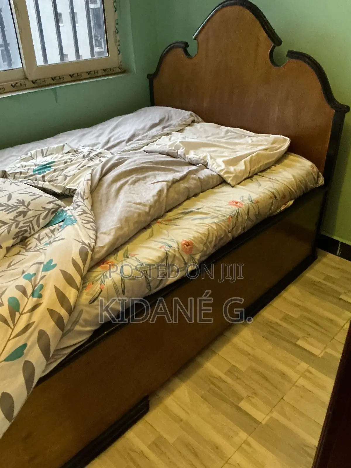 1.20ሜ አልጋ/1.20m Bed+ችፑድ+ፍራሽ፣. ቦታ፡ ብርጭቆ 40/60