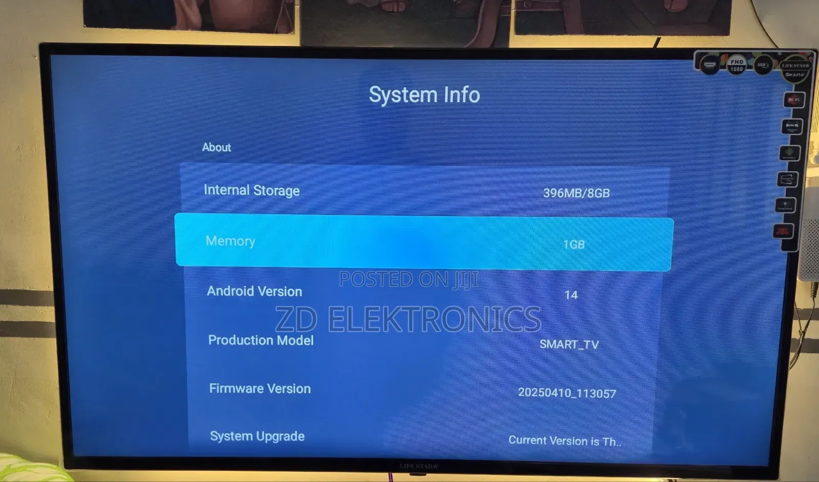 LIFESTAR TV 43inch Model Ls43 89fhd Smart 1Gbram bGb Rom Androld 14